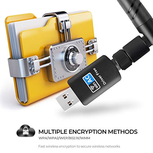 WiFi Adapter AC 600Mbps Wireless USB Adapter Driver Free 5.8GHz/2.4GHz Dual Band 600Mbps USB Adapter 2dBi External Antennas Supports Windows XP,Win Vista,Win 7,Win 8.1, Win 10,Mac OS X 10.6-10.13.3 - Thumbnail 5
