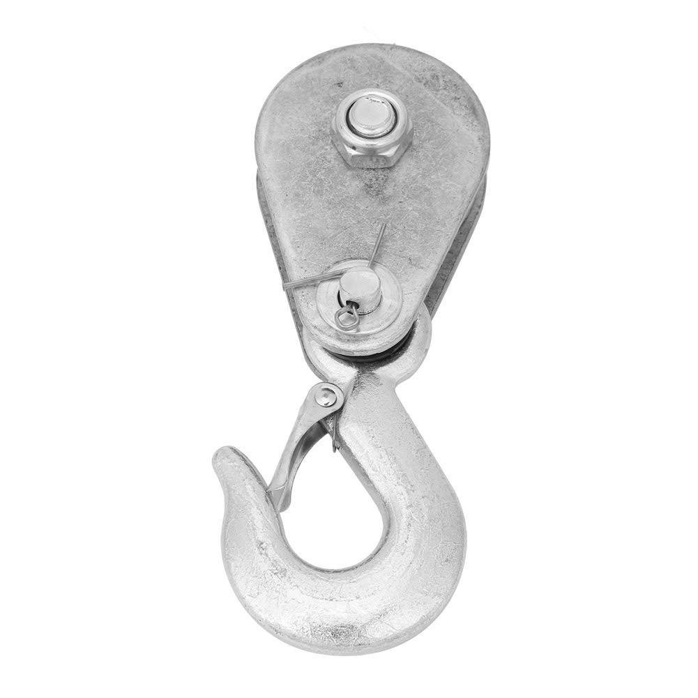 Hyuduo Heavy Duty Steel Snatch Block Pulley 1 Ton Capacity Single Wheel Rope Pulley for Winching, Lifting, Rigging, Off-Roading & Recovery