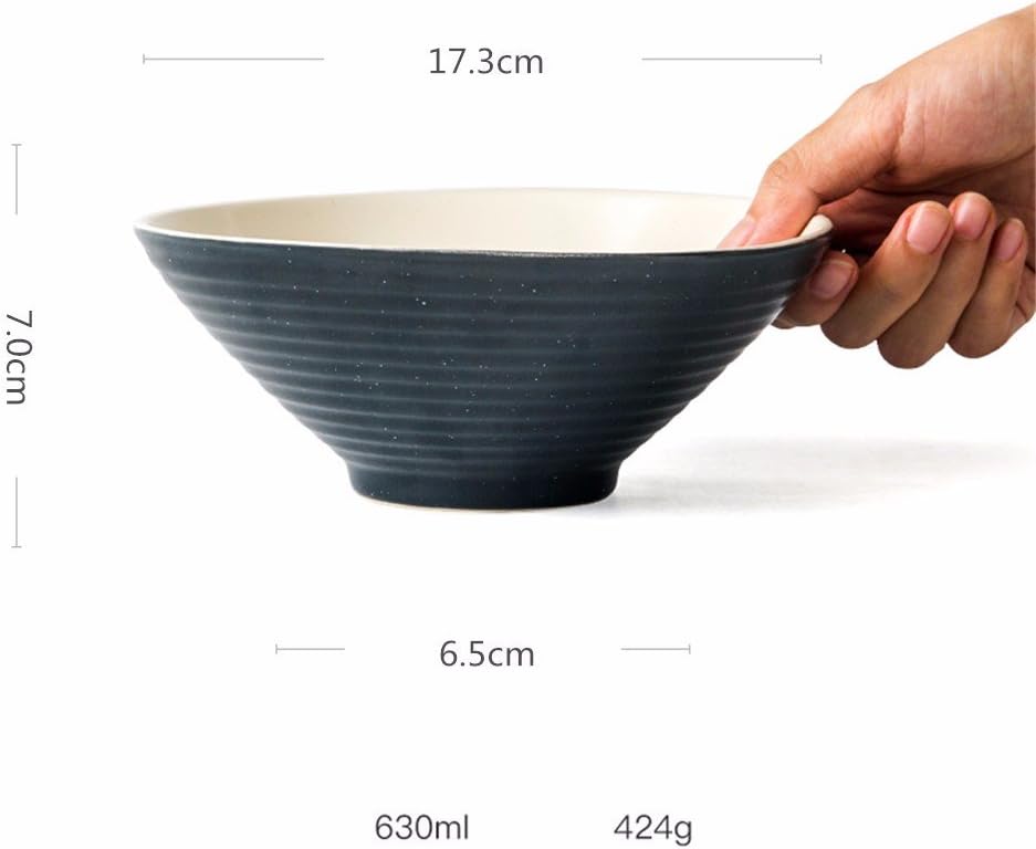 KTRV Noodle bowls noodles bowls Ramen bowl ceramic home character eating noodles bowl,7 inches,Black