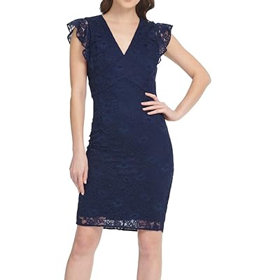 DKNY Womens Dress Midnight Sheath Ruffle Sleeve Lace Costa Rica | Ubuy