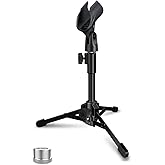 Mictop Desktop Mic Stand Portable Foldable Tripod with Mic Clip Holder and 5/8" Male to 3/8" Female Screw Adjustable Microphone Stand.