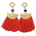 idealway Women's Girls Elegant Jewellery Bohemia Ethnic Tassels Dangle Stud Earrings Eardrop (Red)