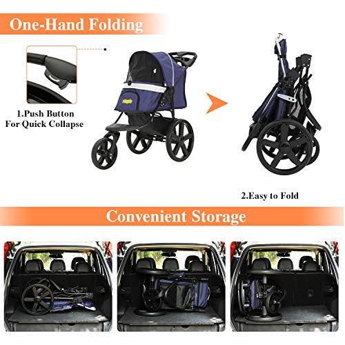 VIAGDO Luxury Dog Stroller Jogger for Small Medium Dogs & Cats, NoZip