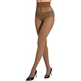 GIFTPIXIE Ultimate Rip Resistant Tights for Women, 40D Semi Sheer High Waist Control Top Indestructible T-Crotch Stockings