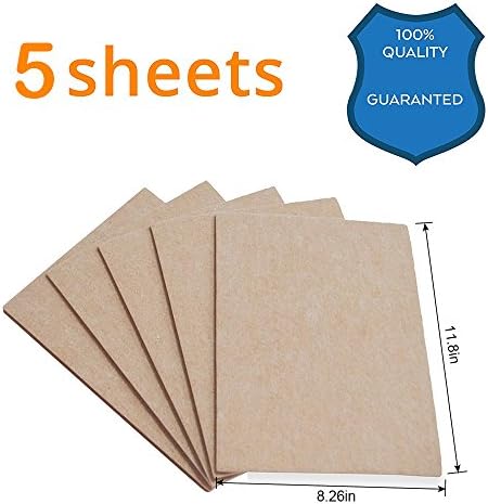 Lovelye Very Large&amp;Tick Self Adhesive Furniture Felt Pads (5 Piece) 8.26"x11.8"x0.2" Heavy Duty Felt Sheets DIY Shape Furniture Rectangle Chair,Table Leg To Protect Hardwood Floors (Beige)