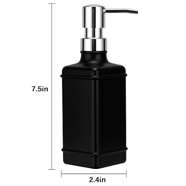 UHEY HOME GLASS SOAP DISPENSER BATHROOM, 10.6OZ REFILLABLE LIQUID HAND LOTION SOAP DISPENSER WITH RUST-PROOF PLASTIC PUMP FOR KITCHEN