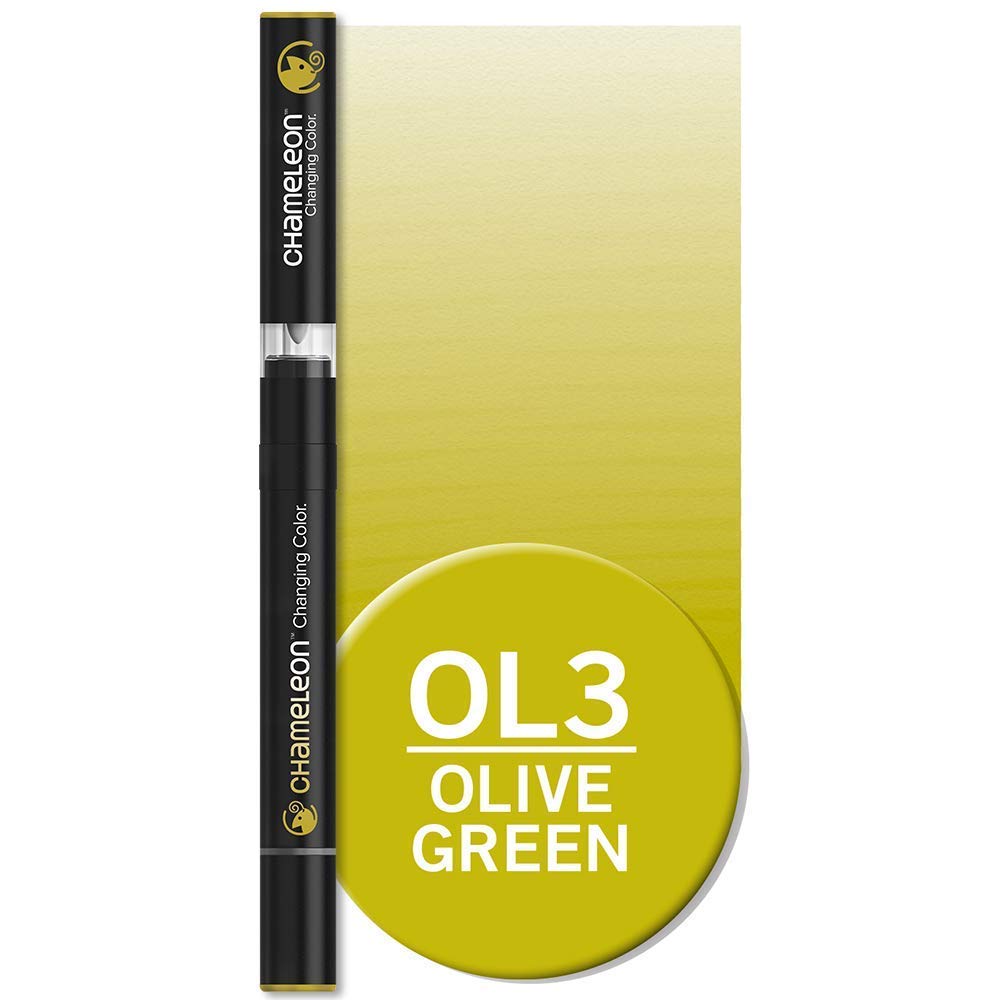 Chameleon, One Pen Two Nibs, Art Supplies - Olive Green OL3