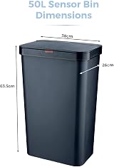 Tower 50L Sensor Bin Navy Rectangular Touchless Lid Battery or Manual Use view 4