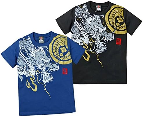 Amazon 子供服 男の子 Tシャツ 半袖 和柄 竜プリント 刺繍入り 男児 キッズ 2 ブラック 100cm Tシャツ カットソー 通販