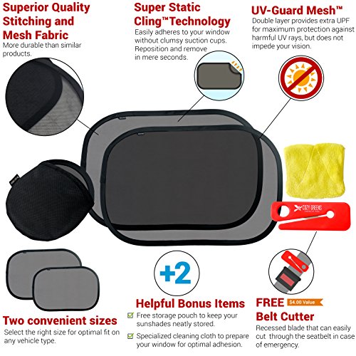 image for COZY GREENS Car Window Shade XL (3-pack) | Sun Shade for Car Window | 