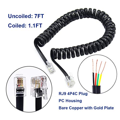 Telephone Handset Cord Detangler, 1 Pack Landline Handset Cord Cable (7.5Ft Uncoiled, 1.5 Ft Coiled) and 1 Pack Anti-Tangle Telephone Cord Untangler 360 Degree Rotating Swivel Cord Telephone Accessory - Thumbnail 2