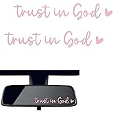 WZP 2PCS Trust in God Rearview Mirror Stickers, Vinyl Reflective Rear View Mirror Decal, Auto Waterproof Rear View Mirror Decorative Accessories for Car Truck Laptop (Pink)