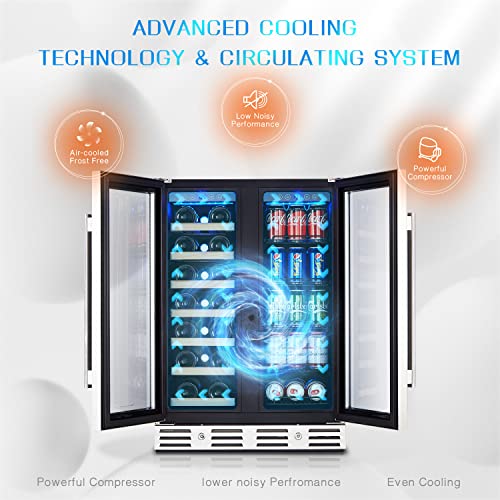 Kalamera Wine and Beverage Refrigerator, 24 inch Wine Fridge Dual Zone