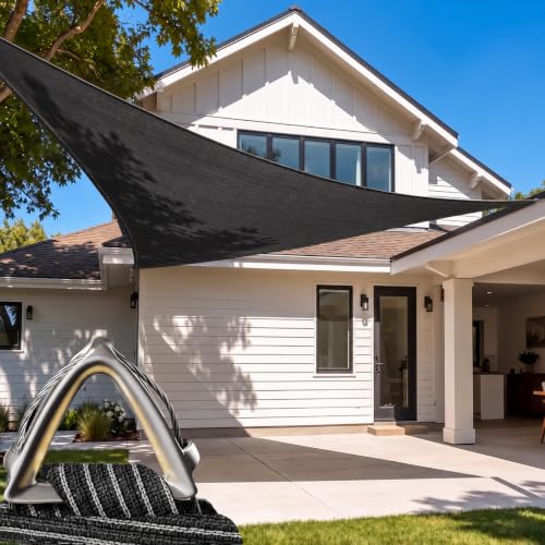 ColourTree 22' x 33' x 39.67' Black Triangle Shade Sail for Outdoor Patio at Amazon