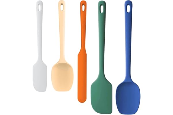 FAOGO 5 Pieces Silicone Spatula Set, Food Grade, Cordless, Portable, Home, Blue
