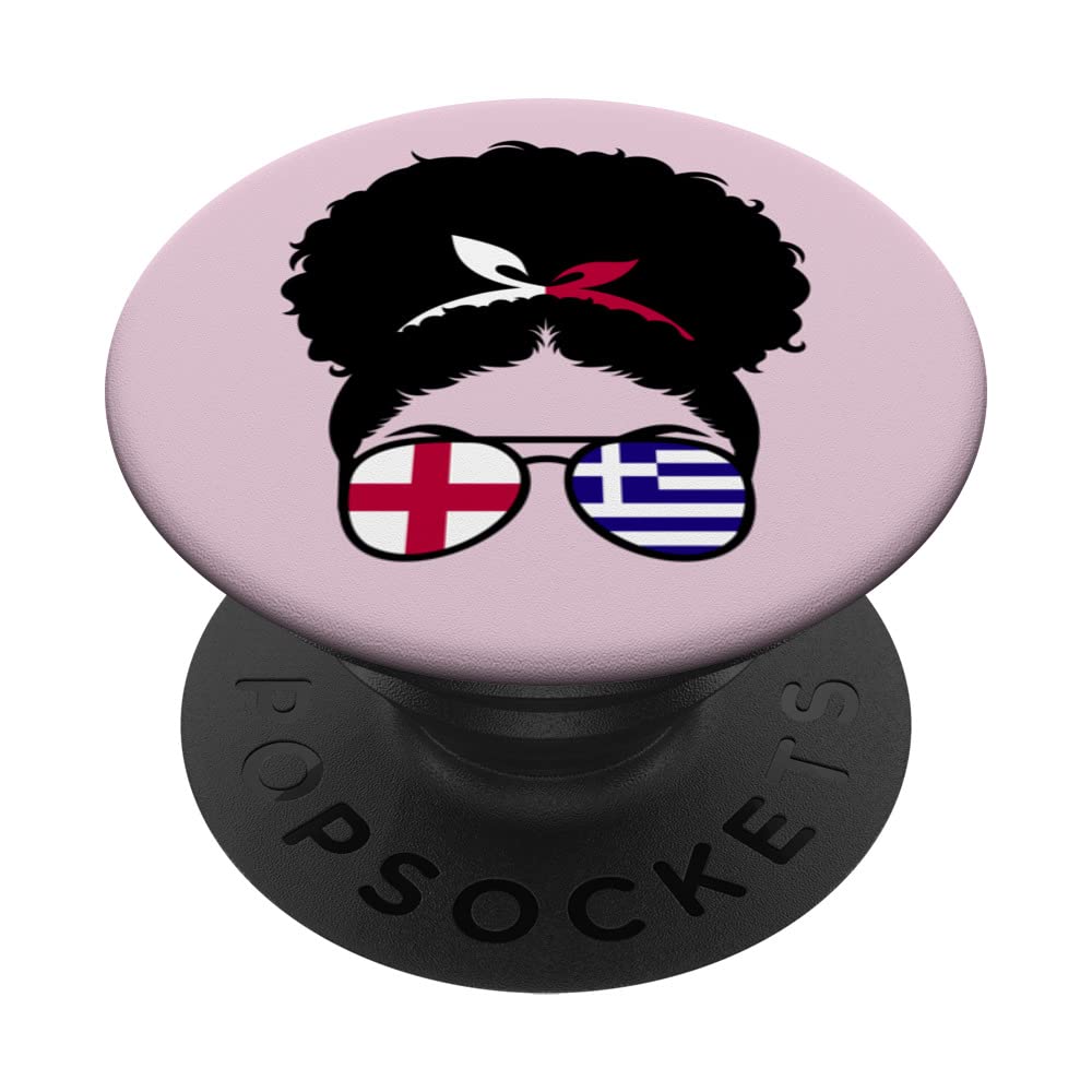 England and Greece Mix Afro Hair Half English half Greek PopSockets Swappable PopGrip