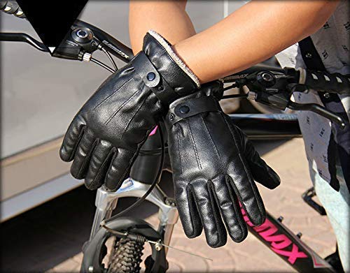Zeeon Men\'s Gloves, Touchscreen Texting Winter PU Leather Cotton Velvet Lined Waterproof Gloves for Cycling Riding Running Skiing and Winter Outdoor Activities