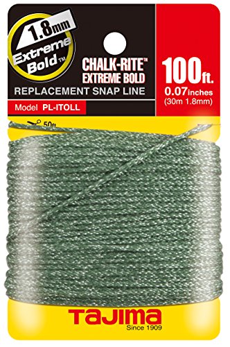 Tajima PL-ITOLL 100' Chalk-Rite Snap Line with Extreme Bold Line, White, 1.8 mm