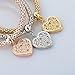 Long Way Women Gold Silver Rose Gold Plated Corn Chain Hollow Out Heart Charm Bracelet