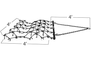 Titan Attachments Heavy Duty Drag Harrow 4 FT x 4 FT Leveling Grading Steel Mesh, 3/8in Tines, Tow Behind Agricultural-Style Drag
