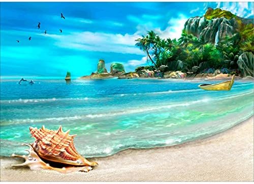 OWMOON DIY 5D Diamond Painting by Number Kits, Full Drill Crystal Embroidery Pictures Rhinestone Craft Beach 11.8 x 15.7 inches