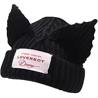 Cat Ear Beanie Y2K Cute Knit Hat with Ears Warm Crochet Hat  display picture 1