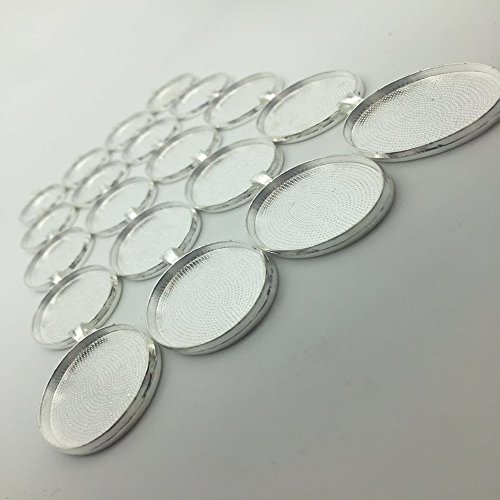 IGOGO 20 PCS Oval Pendant Trays Pendant Blanks Cameo Bezel Cabochon Settings - 30x40 mm Silver Color