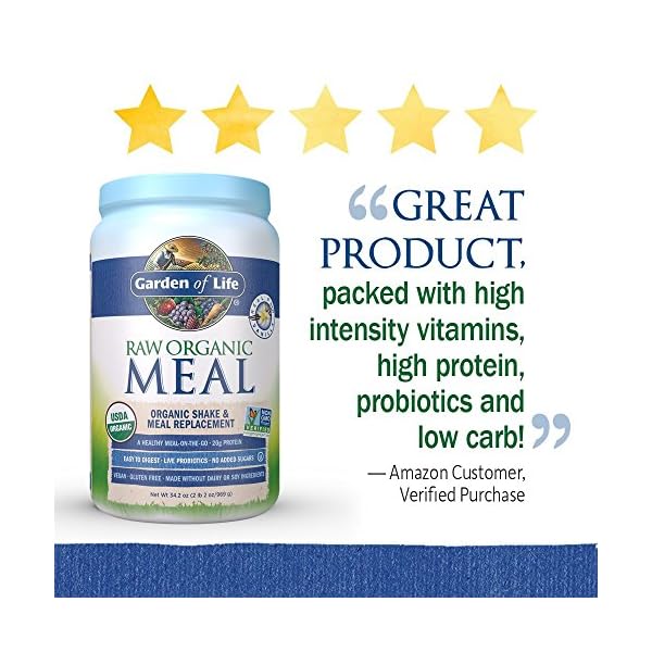 Tasty Organic Vanilla Meal Replacement Shake Vegan Garden of Life 20g Complete Plant Based