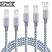 Lightning Cable,AOFU Charger Cables 5Pack 2x3FT 2x6FT 10FT to USB Syncing and Charging Cable Data Nylon Braided Cord Charger for iPhone X/8Plus/8/7/7 Plus/6/6Plus/6s/6s Plus/5/5s/5c and more-Graywhite