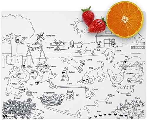 Kids Placemat silicone coloring non slip educational washable reusable dishwasher-safe BPA-free placemats - Sunnyday : by HEXATAL