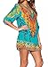 Relipop Women's 3/4 Sleeve Ethnic Style Bohemian Printed Mini Floral Tunic Dress (X-Large, Type 3)