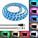 Black PCB TV BackLight Kit,Computer Case LED Light,eTopxizu 6.6Ft Multi-colour 60leds Flexible 5050 RGB USB LED Strip Light with 5v USB Cable And Mini Controller For TV/PC/Laptop Background Lighting
