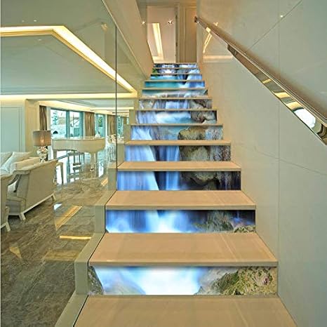 Pared Pegatinas De Escalera Diy Pvc Calcomanías De Escalera Cascada