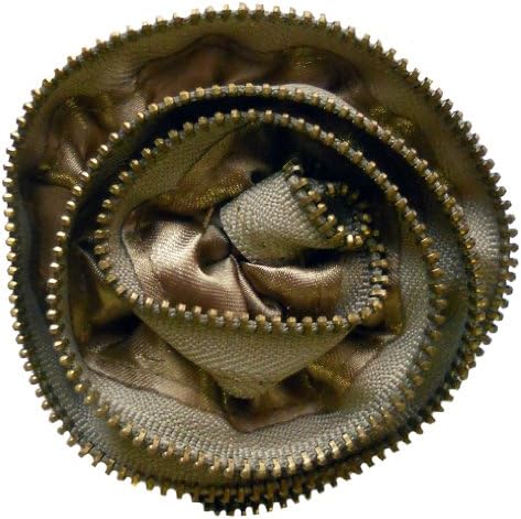 Venus Ribbon F01205-E Zipper Flower Pin, Taupe/Bronze