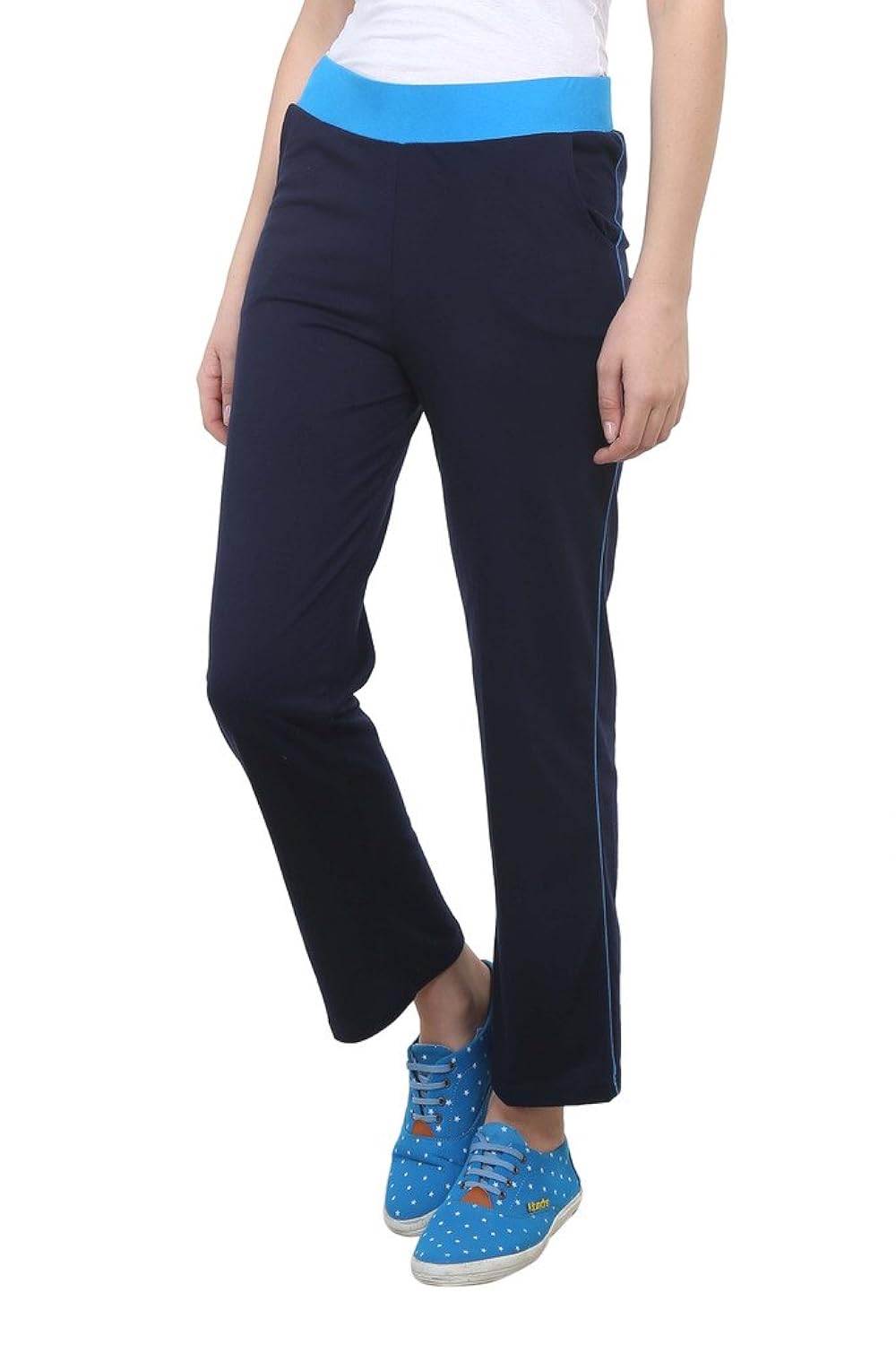 vimal black cotton blend trackpant for women