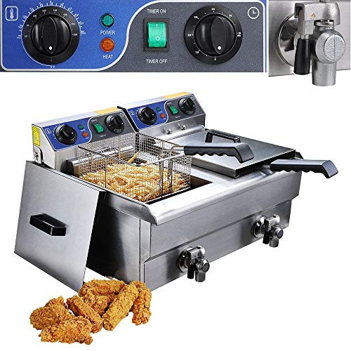 Click Here to See More Images 23.4L Commercial Deep Fryer w/Timer and Drain Fast Food French Fries Electric by Turner's Merchant House