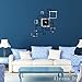 Black and Silver Squares Frames Acrylic Silent Quartz Wall Clock DIY Removable 3D Crystal Mirror Wall Clock Acrylic Non-Ticking Quiet Quartz Clock Wall Sticker Home Living Room Bedroom Decoration