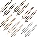 12 Pieces Rhinestone Crystal Bobby Pins Double Row Rhinestone Hair Barrette Clip Metal Hair Pins for Women Girls (Style C)