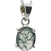 AA Moss Agate Gemstone Necklace, Oval Cut Green Moss agate Necklace, Natural Moss Agate Pendant, Moss Agate Necklace, Gift For Her, Mother, Sister, Wife, Girlfriend