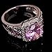 YAZILIND Women Hollow Silver Plated Pink Rhinestone Wedding Band Crystal Ring