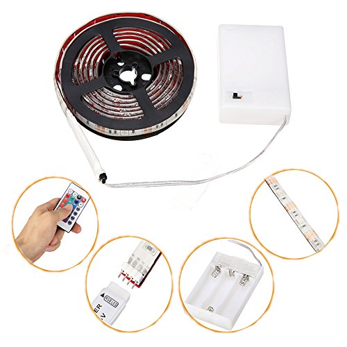 SOLMORE LED Strip Lights, RGB 4.9ft 45 LED Battery Waterproof Flexible Rope Ribbon Lights TV Backlight Battery-powered with Wireless Remote Control,Decoration Lights for DIY Party Living Room 150cm - Thumbnail 5