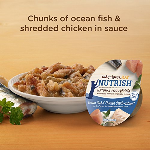 RACHAEL RAY NUTRISH NATURAL WET CAT FOOD, OCEAN FISH & CHICKEN CATCH-IATORE RECIPE, 2.8 OUNCE CUP, GRAIN FREE