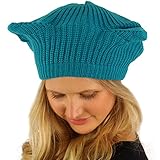 Girls Cute Warm Animal Cat Ears Ribbed Knit Beret Beanie Hat Cap