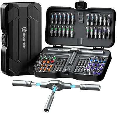 66 en 1 Set de Destornillador de Trenza, Mango Desmontable, Cabeza 6,2°, Bits de Acero S2 Combinables, Kit Portátil para Muebles, Ordenadores, Bicicletas, DIY