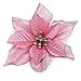 Zabrina 12 Pcs 5.11 in Christmas Tree Decorative Silk Flower Gold Poinsettia Bush and Red Poinsettia Bush Artificial Flowers Red Glitter Poinsettia Christmas Tree Ornaments (Pink)