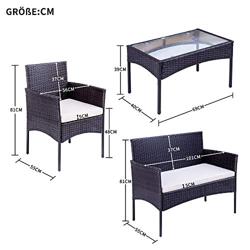WYLZLIY-Home Gartenmöbel-Sets Gartenlounge Set Balkonmöbel Set Rattan-Gartenstühle Mit Couchtisch Und Kissen Bistro Set… – Bild 3