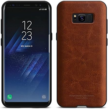 Galaxy S8 Plus Case [Tridea] Power Guard Premium Synthetic Leather Bumper [Shock Resistant][Scratch-Resistant] with Hidden Card Storage Case for Samsung Galaxy S8+ (2017) [Brown]