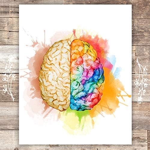 Watercolor Creative Brain Art Print - Unframed - 8x10 | Inspire Innovation and Imagination with this Stunning Home Décor | Living Room Décor | Aesthetic Room Décor | Modern Home Décor