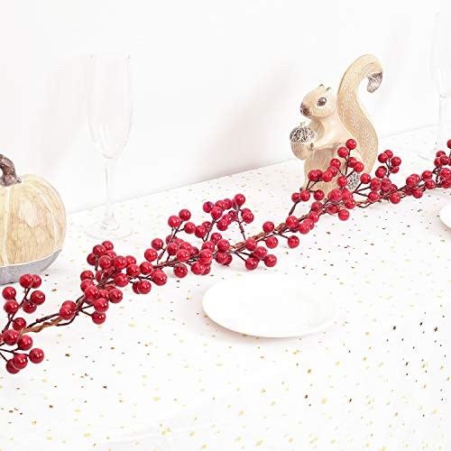 Artiflr 6FT Red Berry Garland, Flexible Artificial Red and Burgundy Berry Christmas Garland for Indoor Outdoor Hone Fireplace Decoration for Winter Holiday New Year Decor
