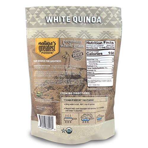 Nature's Greatest Foods, Organic Premium Whole Grain White Quinoa, Gluten Free, Non-GMO, 16 Ounce